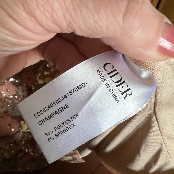 Cider Sequin Floral Dress with Pink and Gold Accents - Picture 7 of 7